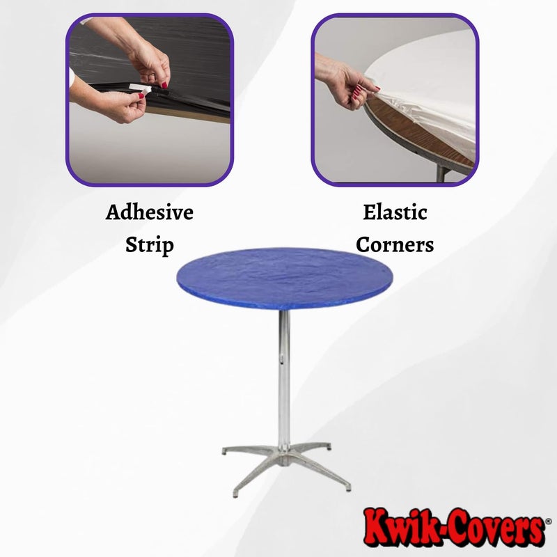 Kwik-Covers 30" Round Fitted Plastic Table Covers, Bundle of 5 (Royal Blue) - Image 3